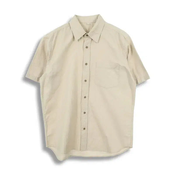 [BUNJANG] Uniqlo Men's Linen Plain Pocket Short Sleeve Shirt (L) / 유니클로 (MEN - L) 린넨 무지 포켓 반팔 셔츠