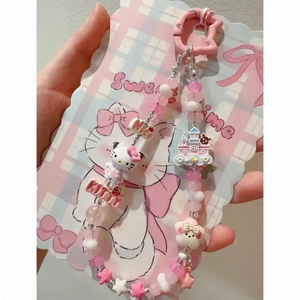 [BUNJANG] Sanrio Hello Kitty Handmade Beaded Keychain Strap / 새재품 산리오 키티 스트랩