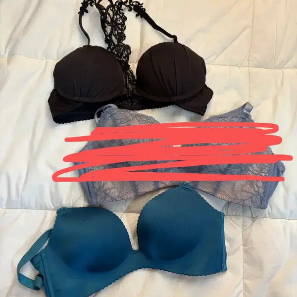 [BUNJANG] 3-Piece Bra Set (Black Lace, Sky Blue Lace, Teal) / 브라 3종 (블랙/하늘색 레이스 /청록)