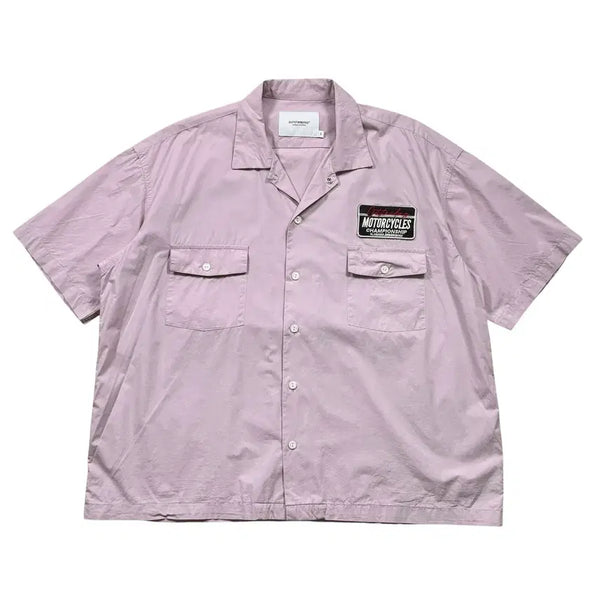 [BUNJANG] Outstanding Motorcycle Open Collar Work Shirt / 아웃스탠딩 모터사이클 오픈카라 워크 셔츠