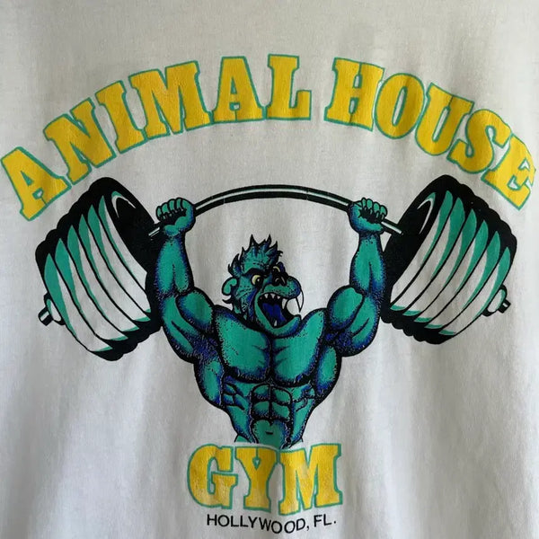 [BUNJANG] Gold's Gym 90s Parody Animal House Gym T-Shirt / 90s 골드짐 패러디 애니멀하우스짐