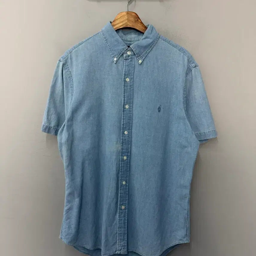 [BUNJANG] Polo Ralph Lauren Pony Logo Denim Short Sleeve Shirt / 폴로 랄프로렌 포니로고 데님 반팔 셔츠 H3247