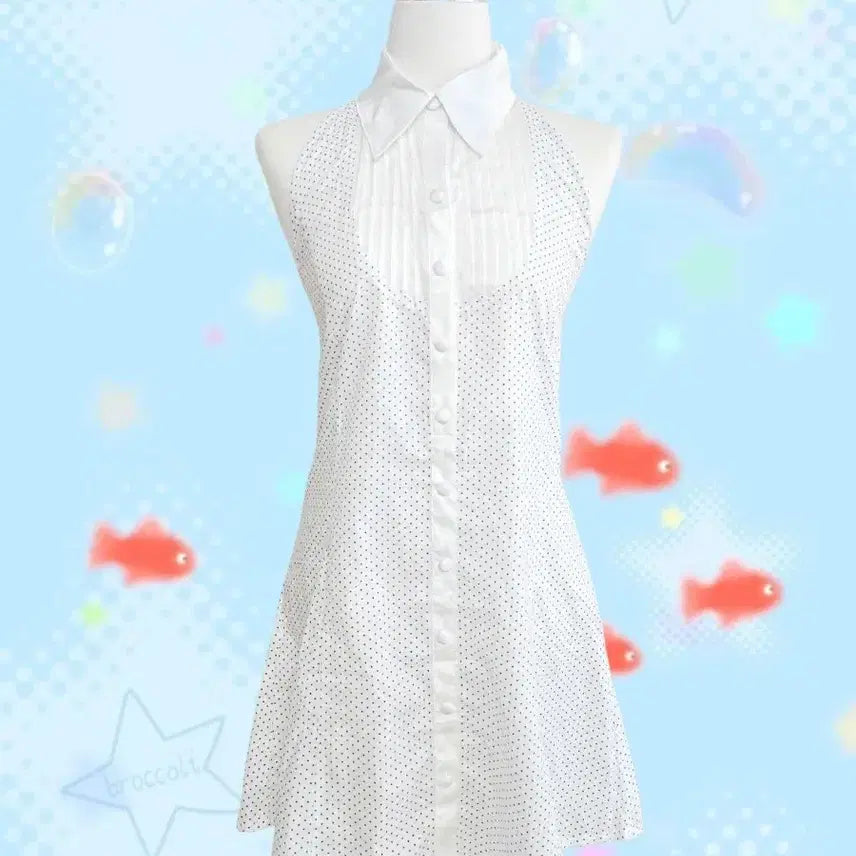 [BUNJANG] Cecil McBee Dot Halterneck Shirt Dress / 고전 세실맥비 도트 셔츠 원피스 헤이세이 공겜여주 히메갸루 달천깔 모리걸 엑시즈팜 리즈리사 깔 핀터깔