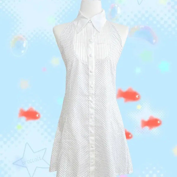 [BUNJANG] Cecil McBee Dot Halterneck Shirt Dress / 고전 세실맥비 도트 셔츠 원피스 헤이세이 공겜여주 히메갸루 달천깔 모리걸 엑시즈팜 리즈리사 깔 핀터깔