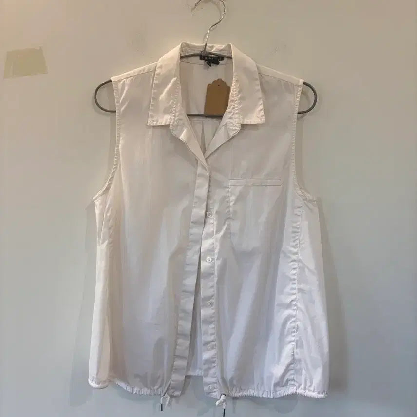 [BUNJANG] Theory White Sleeveless Shirt / 띠어리 화이트 민소매 셔츠