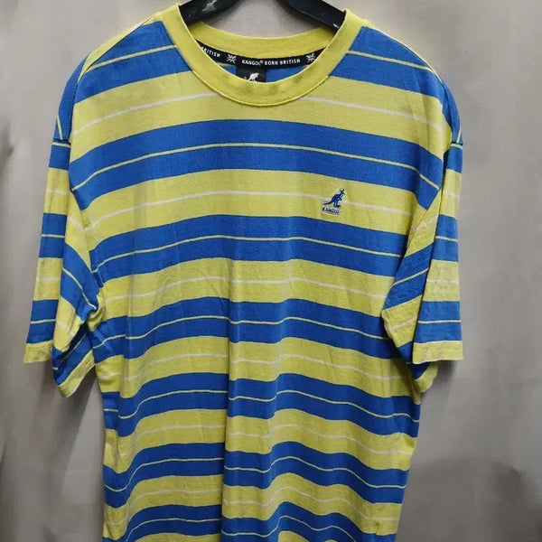 [BUNJANG] Kangol Stripe Short Sleeve T-Shirt Yellow Blue S / 캉골 스트라이프 반팔 티셔츠 옐로우 블루S