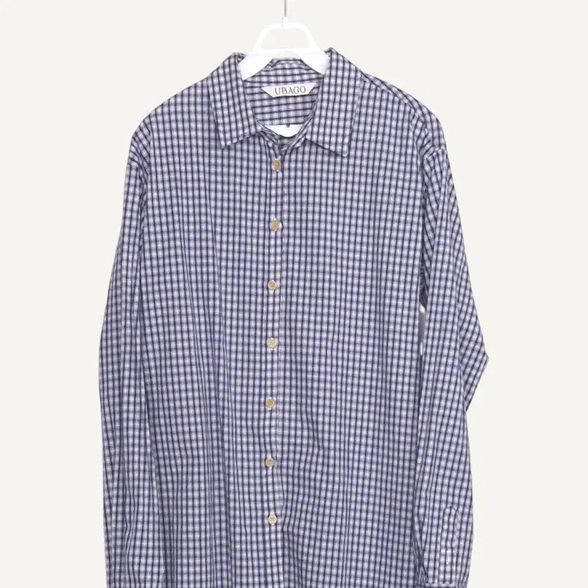 [BUNJANG] URAGO Blue Check Shirt / 유라고 URAGO 블루 체크 셔츠 Free_A617