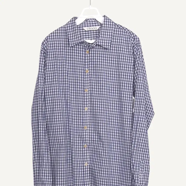 [BUNJANG] URAGO Blue Check Shirt / 유라고 URAGO 블루 체크 셔츠 Free_A617