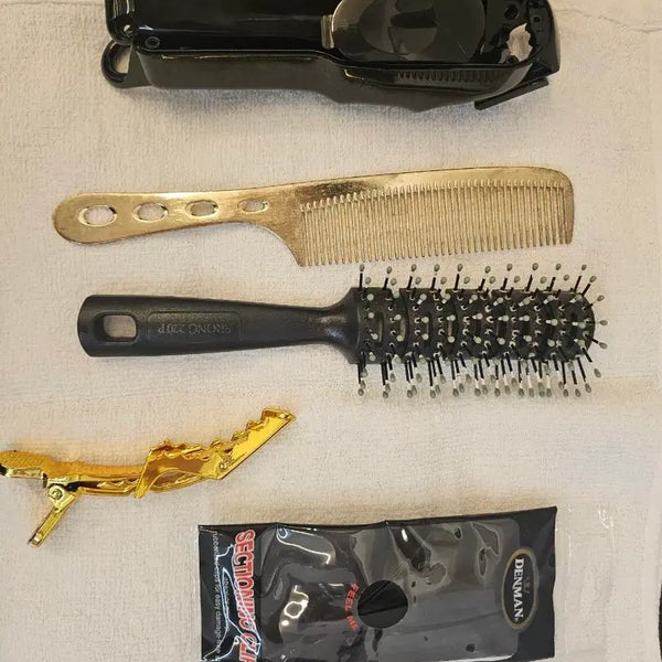 [BUNJANG] Denman Hair Clips & Clipper Case Set / 덴맨 집게핀 커트 빗 덴맨 브러쉬 머리핀 클리퍼 껍데기