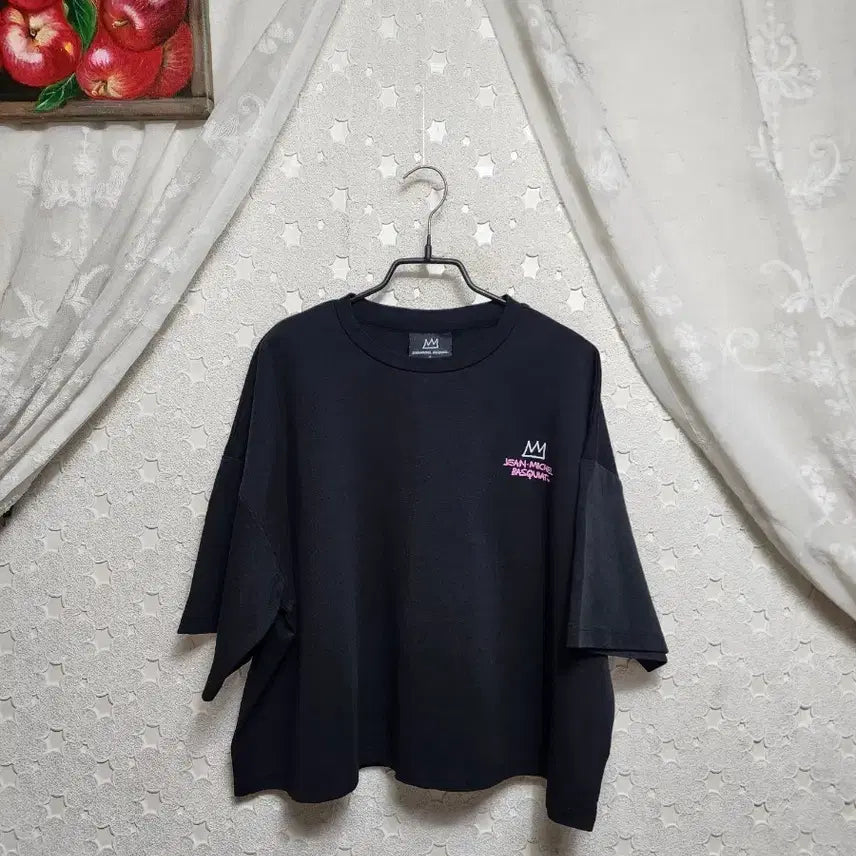 [BUNJANG] Rose Basquiat Loose Fit Short Sleeve T-Shirt Women's / 장미쉘바스키아 루즈핏 반팔티 여성90~95