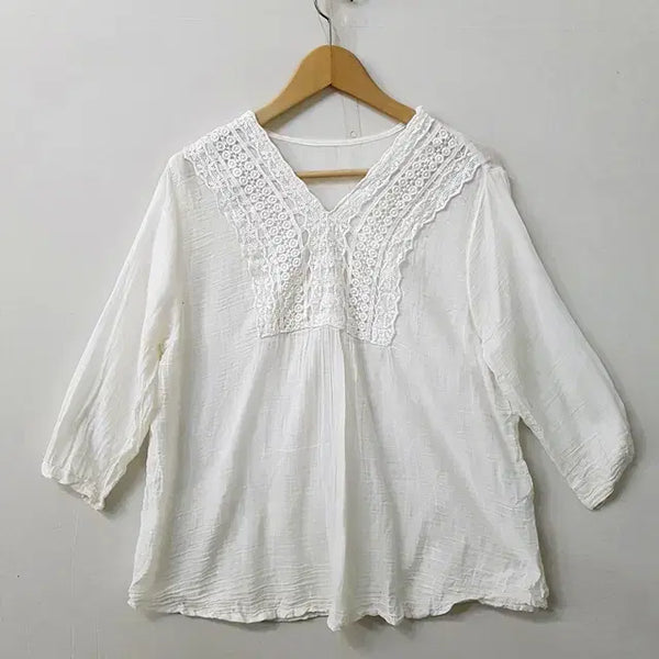 [BUNJANG] ESSEMLE Linen Blend Blouse White / ESSEMLE 린넨 블라우스 화이트