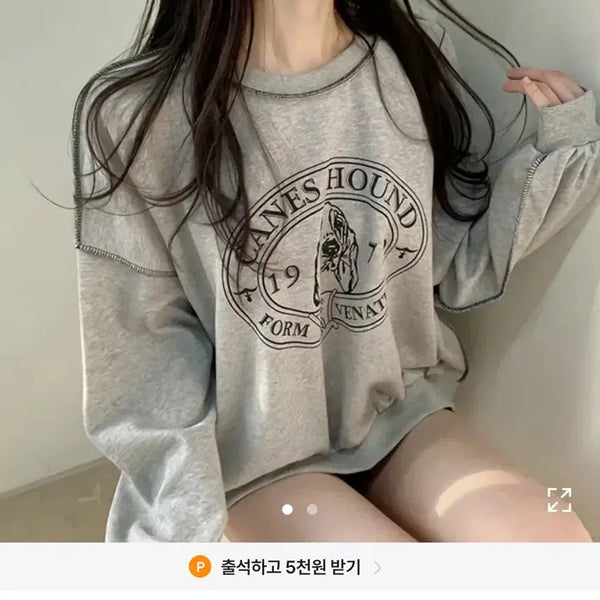 [BUNJANG] Oversized Fit Sweatshirt - Grey / 오버핏 맨투맨 그레이
