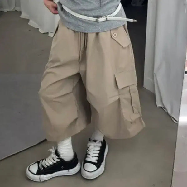 [BUNJANG] Baggy Cargo Shorts - Beige / 카고 반바지 베이지색