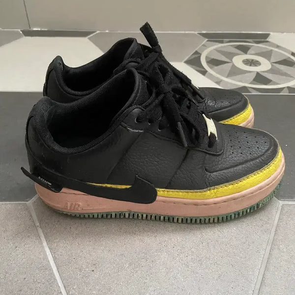 [BUNJANG] Nike Air Force 1 Low Black/Pink/Yellow Color Block Sneakers Limited Edition / Nike 나이키 에어포스 1 블랙 핑크 옐로우 배색 스니커즈 한정판