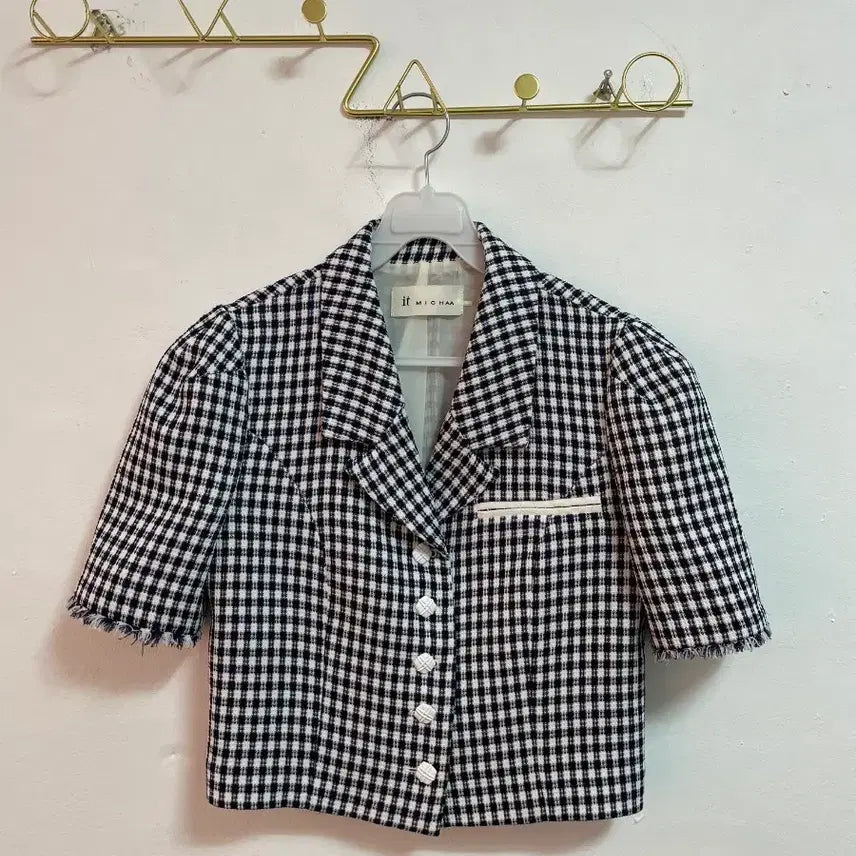 [BUNJANG] It Michaa Check Cropped Jacket Size 44 / 잇미샤 체크 크롭 자켓 44