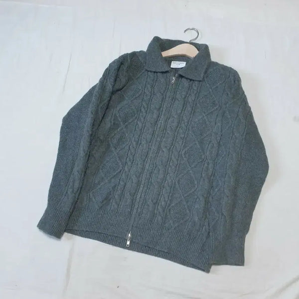 [BUNJANG] Goodlife Works Cable Knit Zip-Up Grey / 굿라이프웍스 케이블 니트집업