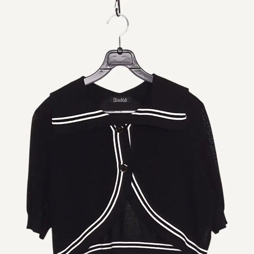 [BUNJANG] Reete Collar Crop Black Cardigan / 리에떼 Reete 카라 크롭 블랙 가디건 F_A619