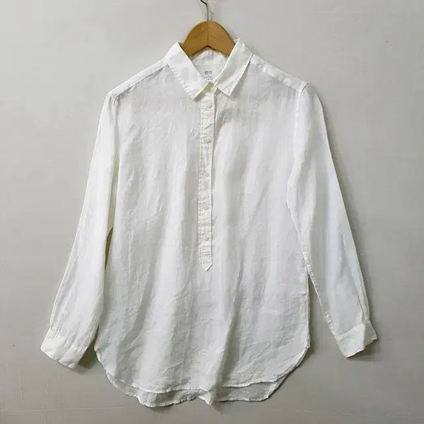 [BUNJANG] Uniqlo 100% Linen Shirt White / 유니클로 린넨 100% 셔츠 화이트
