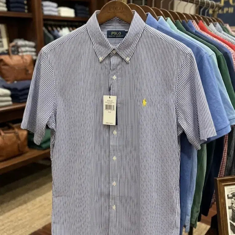 [BUNJANG] Polo Ralph Lauren Striped Short Sleeve Poplin Shirt / 폴로 스트라이프 포플린 반팔 셔츠