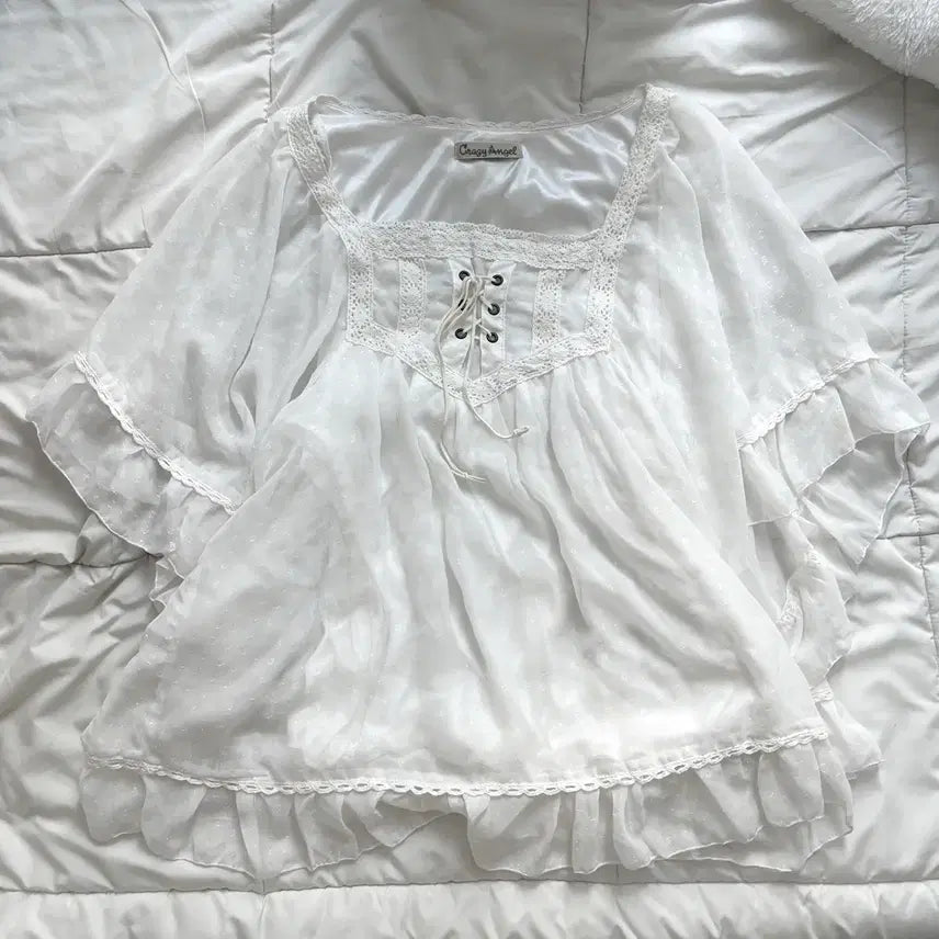 [BUNJANG] Mori Girl White Poncho / 달천깔 모리걸 화이트 판쵸