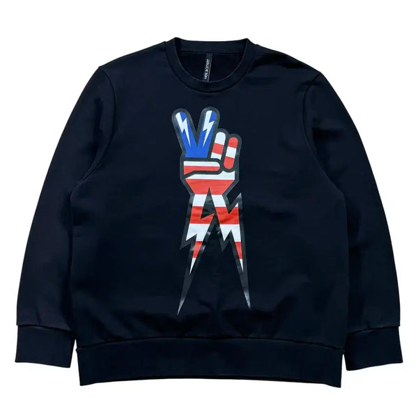 [BUNJANG] Neil Barrett Thunderbolt Peace Hand Sweatshirt / 닐 바렛 썬더볼트 피스 핸드 맨투맨