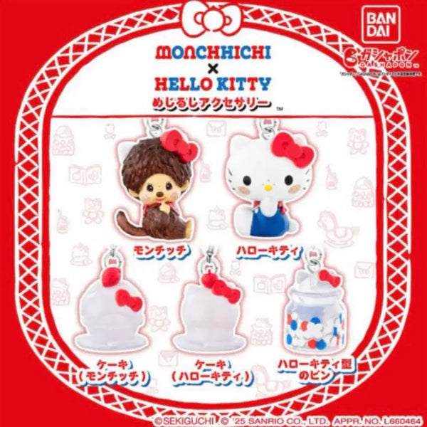 [BUNJANG] Monchhichi x Hello Kitty Mezurushi Gacha Full Set / 몬치치x헬로키티 메지루시 가챠 풀세트