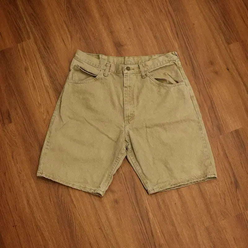 [BUNJANG] 00s Vintage Wrangler Relaxed Fit Khaki Denim Shorts / 00년대 빈티지 랭글러 데님 숏츠 판매
