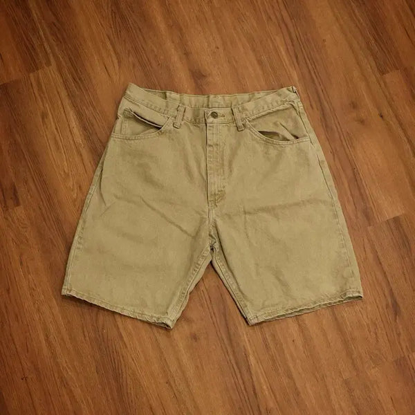 [BUNJANG] 00s Vintage Wrangler Relaxed Fit Khaki Denim Shorts / 00년대 빈티지 랭글러 데님 숏츠 판매