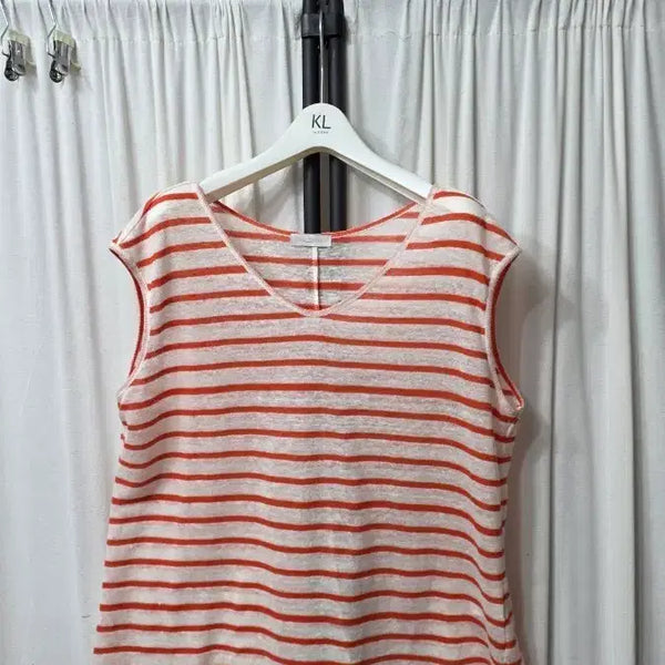 [BUNJANG] Balenciaga Sleeveless T-shirt - Orange Stripe / 발렌시아 민소매 티셔츠