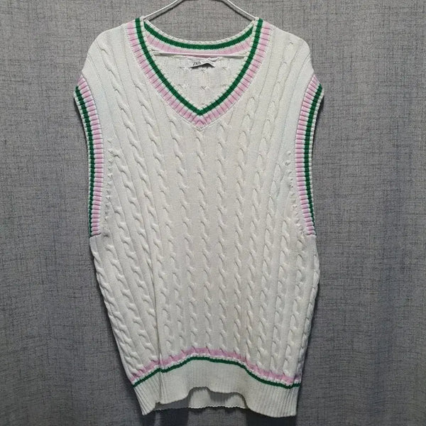 [BUNJANG] Zara Cable Knit V-Neck Vest L / 자라 케이블 니트 브이넥 베스트  L