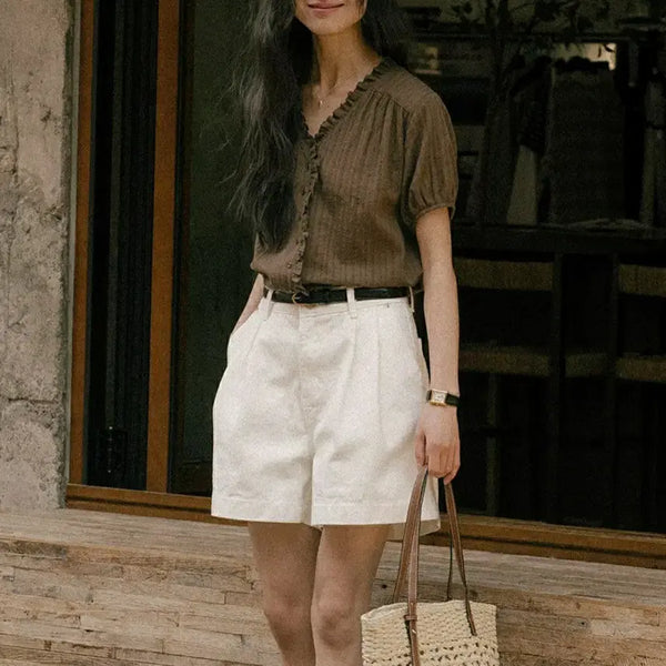 [BUNJANG] F(X) Tilda Idy V-Neck Short Sleeve Blouse / [F]틸아이다이 브이넥 반팔 블라우스