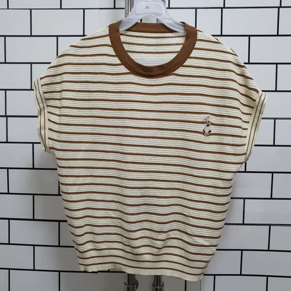[BUNJANG] White Short Sleeve Knit T-Shirt / 흰-295 반팔 니트티