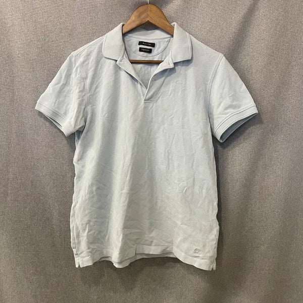 [BUNJANG] Massimo Dutti Extra Fine Pique Open Collar Short Sleeve T-shirt / 마시모두띠 엑스트라 파인 피케 오픈카라 반팔