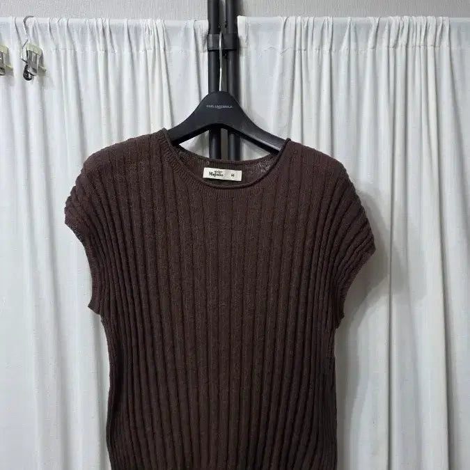 [BUNJANG] Atelier Majolie Ribbed Knit Sweater - Brown / 아뜰리에마졸리 골지 세리사 니트