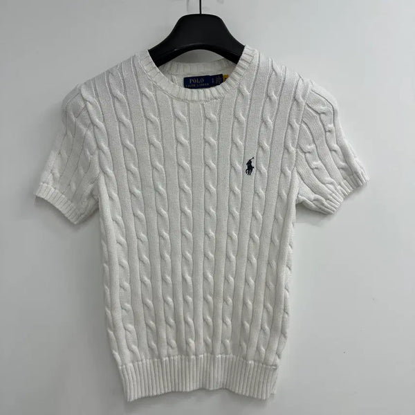 [BUNJANG] Polo Ralph Lauren Women's Short Sleeve Knit Top / [신형] 90 폴로 랄프로렌 여자 반팔 꽈배기 니트