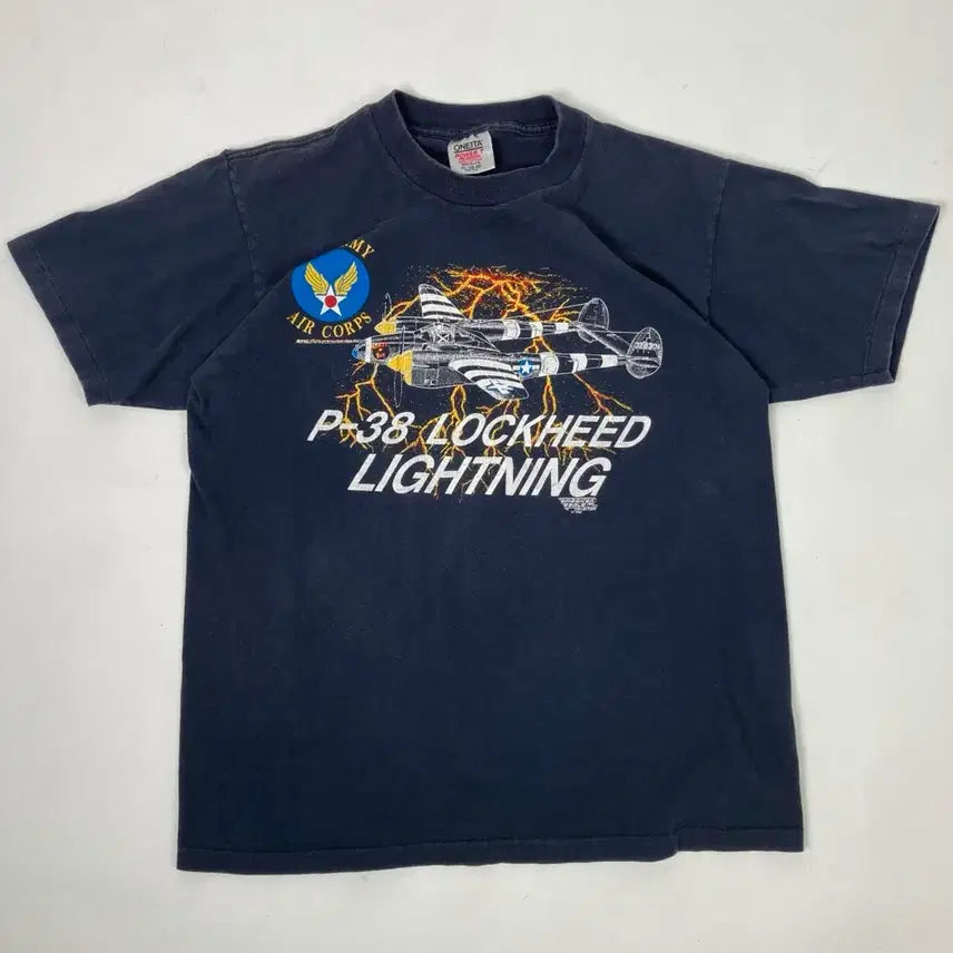 [BUNJANG] 80s American Eagle Lockheed Lightning P-38 T-Shirt / 80s Blackbird P-38 Lockheed Lightning T