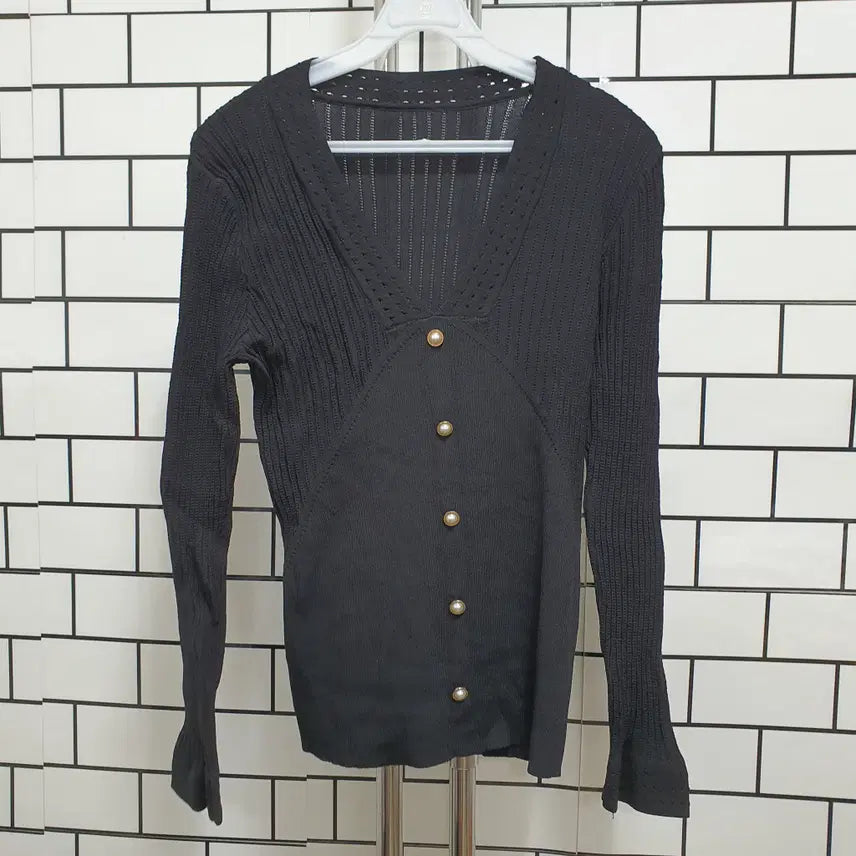 [BUNJANG] V-Neck Long Sleeve Knit / 흰-297 브이넥 긴팔 니트