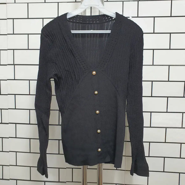 [BUNJANG] V-Neck Long Sleeve Knit / 흰-297 브이넥 긴팔 니트