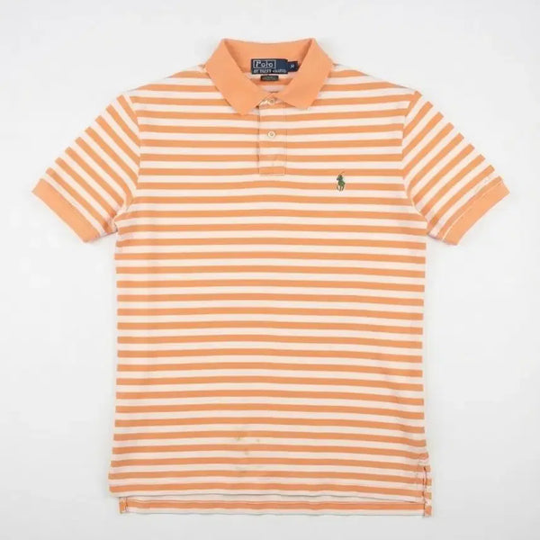 [BUNJANG] Polo Ralph Lauren Orange Stripe Polo Shirt L / 폴로 랄프로렌 오렌지 스트라이프 카라티 L