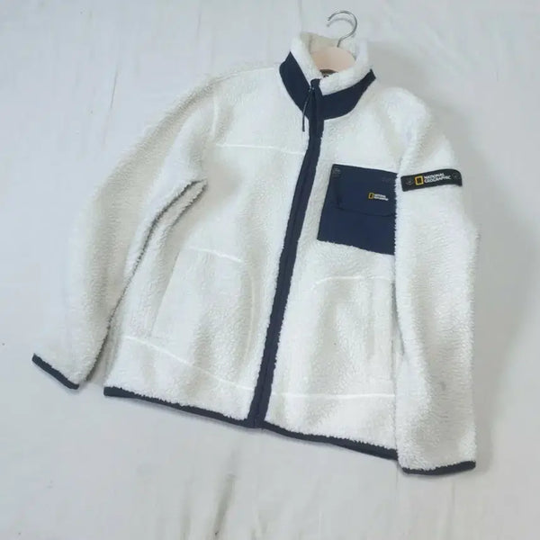 [BUNJANG] National Geographic Fleece Jacket White / 내셔널지오그래픽 플리스 자켓 화이트