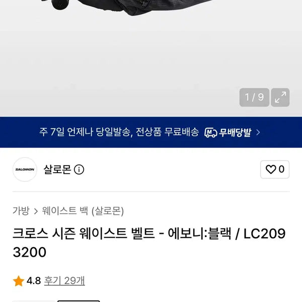 [BUNJANG] Salomon Cross Season Waist Belt Ebony Black / 살로몬 크로스 시즌 웨이스트 벨트 에보니 블랙