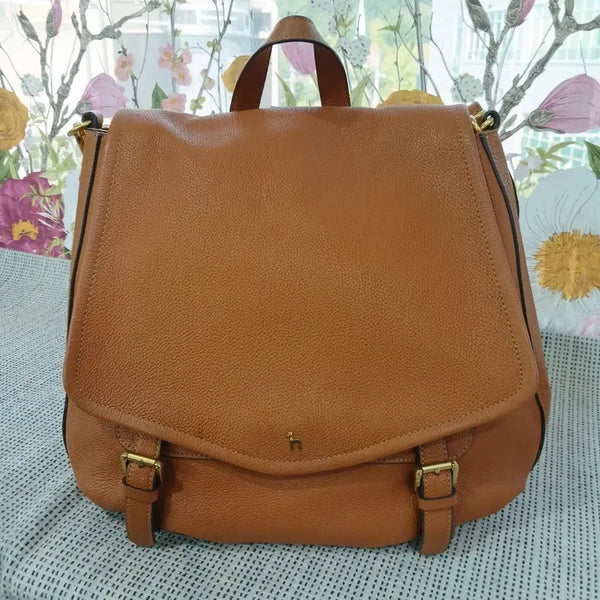 [BUNJANG] Hazzys Leather Backpack Brown / 헤지스 가죽 백팩 브라운