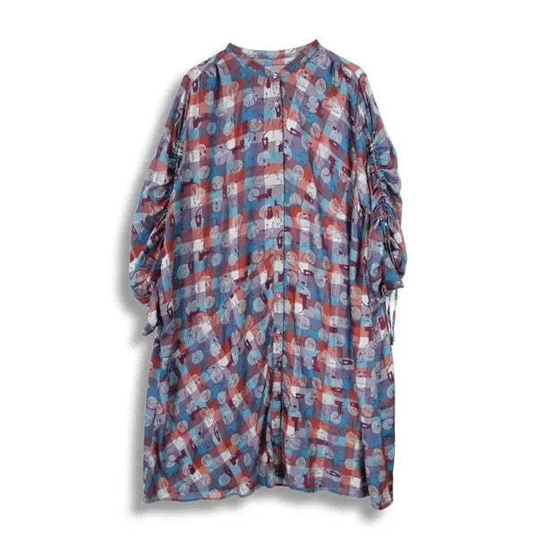 [BUNJANG] Women's Cat Pattern Long Dress (L/XL) / JAPAN (WOMEN - L/XL) 폴리 셔링 고양이 패턴 롱 원피스