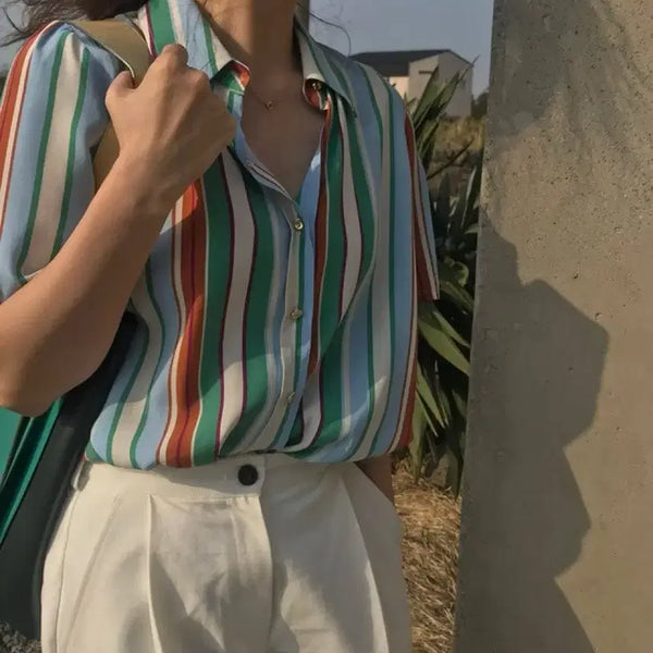 [BUNJANG] Sienne Striped Shirt Blouse / 시엔느 셔츠 블라우스