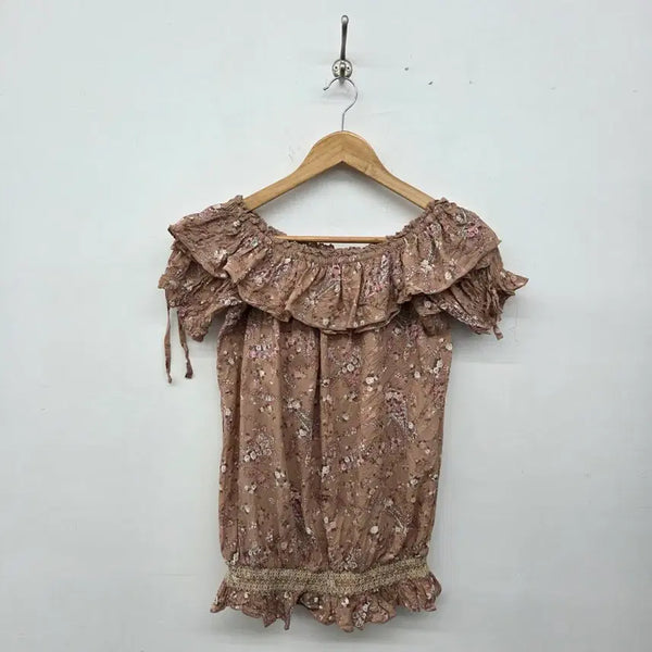 [BUNJANG] Lizlisa Frill Flower Blouse (Size S) / 리즈리사 프릴 블라우스 플라워 여s