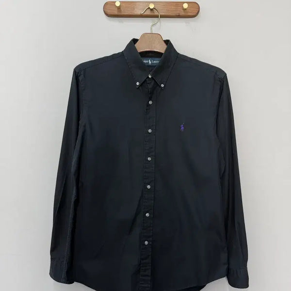 [BUNJANG] Polo Ralph Lauren Purple Pony Logo Black Shirt / 폴로 랄프로렌 퍼플 포니로고 블랙 셔츠 H3249