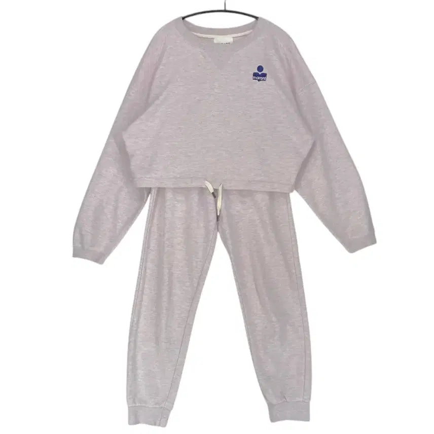 [BUNJANG] Isabel Marant Étoile Logo Cropped Sweatshirt & Jogger Pants Set (Light Lilac, Size 34) / 이자벨마랑 라이트 라일락 로고 크롭 맨투맨 조거팬츠 셋업 34