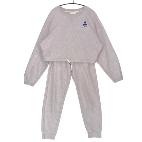 [BUNJANG] Isabel Marant Étoile Logo Cropped Sweatshirt & Jogger Pants Set (Light Lilac, Size 34) / 이자벨마랑 라이트 라일락 로고 크롭 맨투맨 조거팬츠 셋업 34