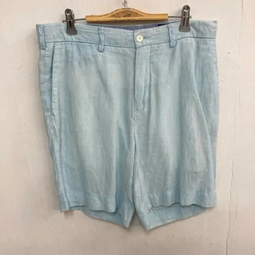 [BUNJANG] Polo Ralph Lauren Sky Blue Linen Shorts / 폴로 하늘색 린넨 반바지