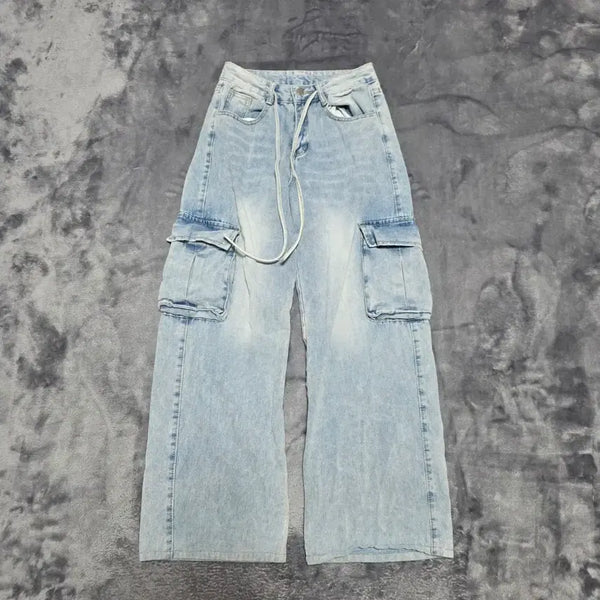 [BUNJANG] Women's Light Wash Cargo Denim Pants / (S)여성 연청 카고 데님 팬츠